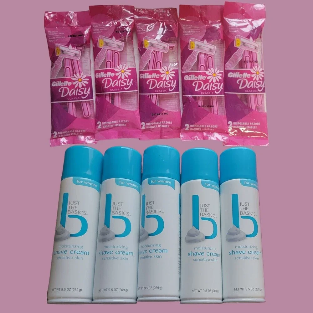 5 Just The Basics Moisturizing Sensitive Skin Shave Cream 5 Gillette Razors‎